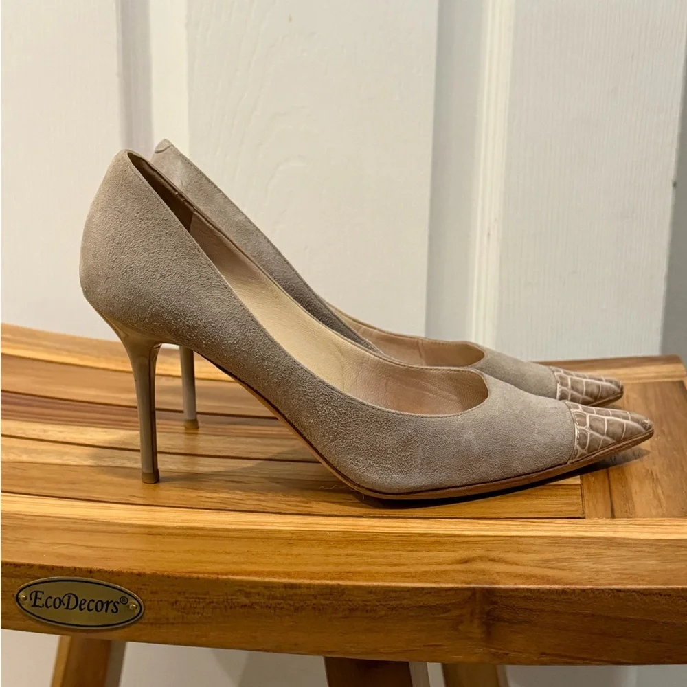 Authentic Jimmy Choo suede heels w/ Croc-Embossed toes 36.5
